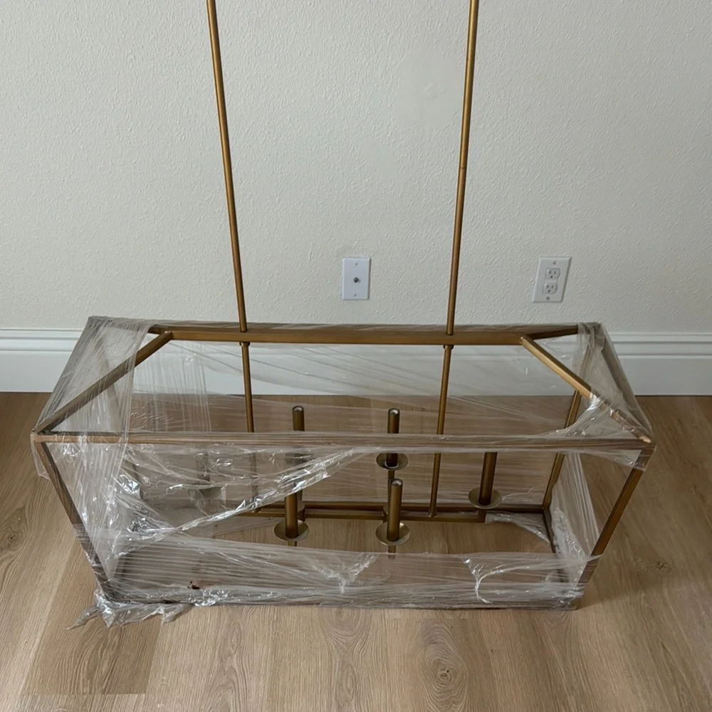 Pottery Barn Gold Rectangular Chandelier - Picture 3 of 5